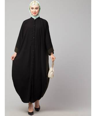 Black/Olive Premium Shine Nida Green Two Color Front Open Dubai Style Kaftan 6