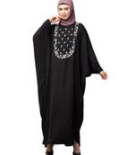 Black Premium Shine Nida front multi color hand work Nida Kaftan