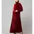 Maroon Velvet Front open Coat pocket Velvet casual Abaya