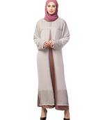Lt. Pink/Skin Upper Georgette Inner Premium Sine Nida Two Layers Hand work Party Wear Abaya