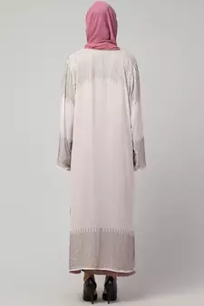 Lt. Pink/Skin Upper Georgette Inner Premium Sine Nida Two Layers Hand work Party Wear Abaya