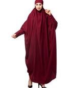 Maroon Matt Nida Head to toe long cuff ready to wear one pc hijab with Naqab