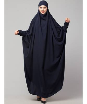 Navy Blue Matt Nida Head to toe long cuff ready to wear one pc hijab with Naqab 2