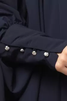 Navy Blue Matt Nida Head to toe long cuff ready to wear one pc hijab with Naqab