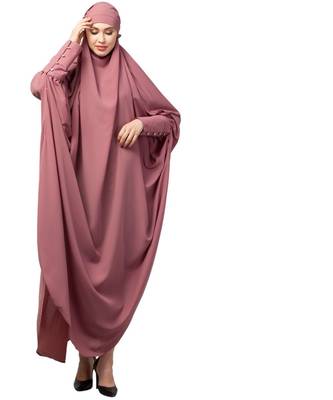Mauve Pink Matt Nida Head to toe long cuff ready to wear one pc hijab with Naqab 1
