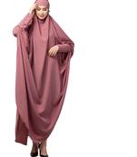Mauve Pink Matt Nida Head to toe long cuff ready to wear one pc hijab with Naqab