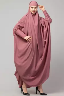 Mauve Pink Matt Nida Head to toe long cuff ready to wear one pc hijab with Naqab