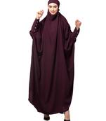 Wine Matt Nida Head to toe long cuff ready to wear one pc hijab with Naqab