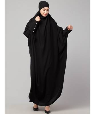 Black Matt Nida Head to toe long cuff ready to wear one pc hijab with Naqab 2