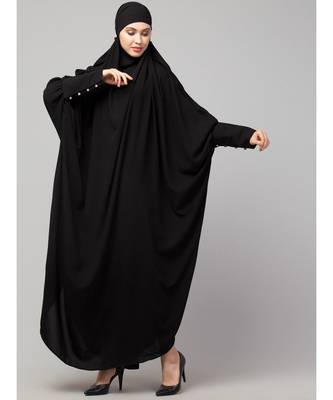 Black Matt Nida Head to toe long cuff ready to wear one pc hijab with Naqab 4