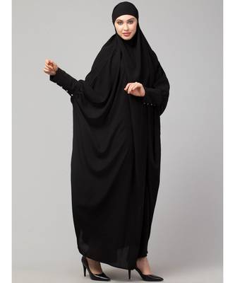 Black Matt Nida Head to toe long cuff ready to wear one pc hijab with Naqab 5