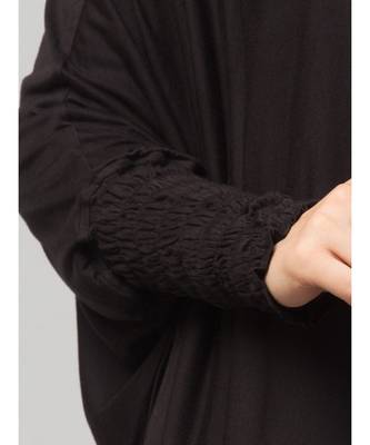 Black 100% Viscose Knits /Jersey Head to toe smocking at sleeve ready to wear one pc hijab with Naqab 6