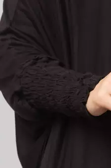 Black 100% Viscose Knits /Jersey Head to toe smocking at sleeve ready to wear one pc hijab with Naqab