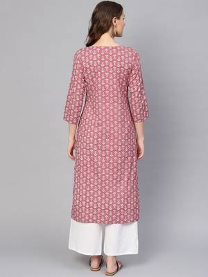Varanga Grey Floral Printed Straight Kurta With Buttons 2