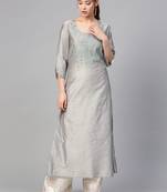 Varanga Grey Embrodiered A Line Kurta