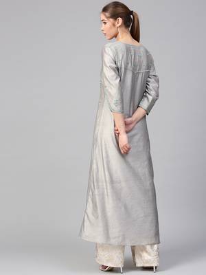 Varanga Grey Embrodiered A Line Kurta 2