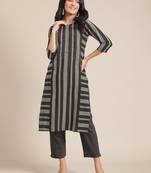 Black cotton printed stitched   kurta & trouser