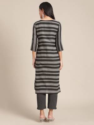 Black cotton printed stitched   kurta & trouser 2