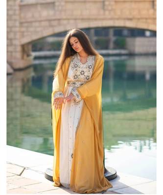 Gandura Dubai Moroccan Arabic Traditional Party Thobe Kaftan 1