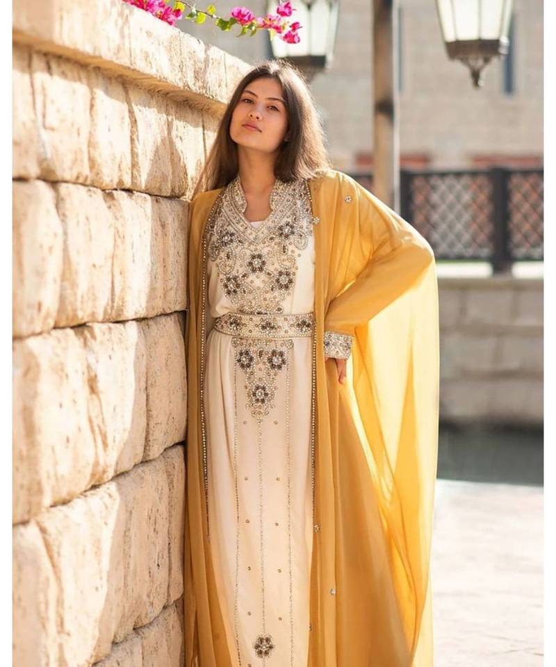 Gandura Dubai Moroccan Arabic Traditional Party Thobe Kaftan