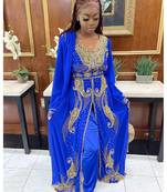 Royal Moroccan Dubai Beautiful Zari Work Jilbab Jalabiya Kaftan Dress