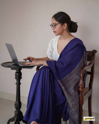 Attractive Jute Pallu khadi Cotton Handloom Saree With Running Blouse Piece 2