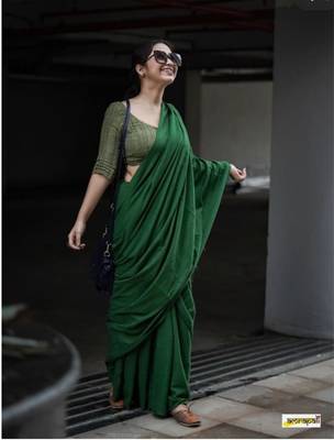 Attractive Jute Pallu khadi Cotton Handloom Saree With Running Blouse Piece 2