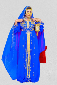 Royal Blue Zari Stone Work Georgette Islamic Style Beads Embedded Partywear Kaftan Long Gown Evening wear Dubai kaftan