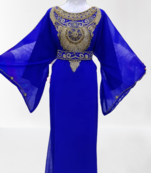 Royal Blue Zari Stone Work Georgette Islamic Style Beads Embedded Partywear Kaftan Long Gown Evening wear Dubai kaftan