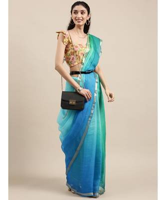 Geroo Jaipur Hand Dyed Blue Shaded Pure Kota Silk Saree 1