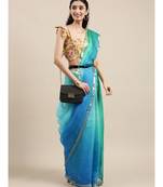 Geroo Jaipur Hand Dyed Blue Shaded Pure Kota Silk Saree