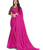 Violet Rich Satin Traditional Wear Plain Saree With Blouse