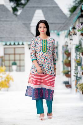 Multicolor woven cotton kurtas-and-kurtis 1