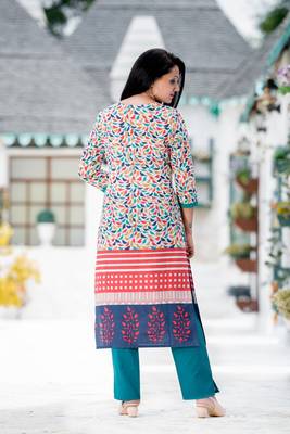 Multicolor woven cotton kurtas-and-kurtis 5