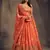 Orange Zari and sequins Embroidered organza semi stitched lehenga