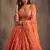 Orange Zari and sequins Embroidered organza semi stitched lehenga