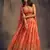 Orange Zari and sequins Embroidered organza semi stitched lehenga
