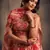 Red Zari and sequins Embroidered organza semi stitched floral lehenga