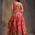 Red Zari and sequins Embroidered organza semi stitched floral lehenga