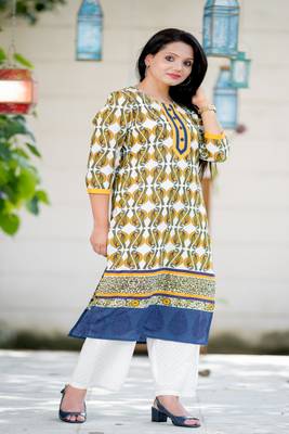 Multicolor woven cotton kurtas-and-kurtis 4