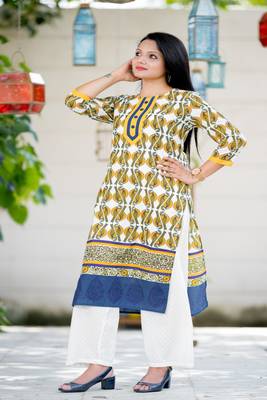 Multicolor woven cotton kurtas-and-kurtis 5