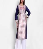 Navy-blue woven art silk kurtas-and-kurtis
