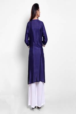 Navy-blue woven art silk kurtas-and-kurtis 2