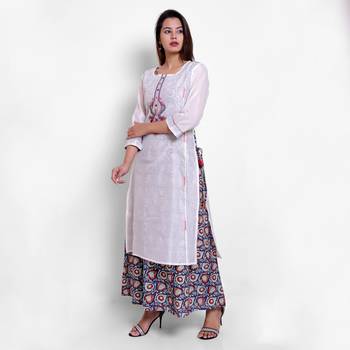 Off-white woven chanderi kurtas-and-kurtis 4