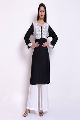 Black woven rayon kurtas-and-kurtis 1