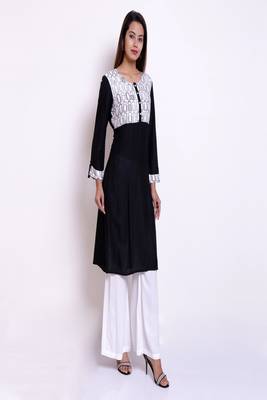 Black woven rayon kurtas-and-kurtis 4