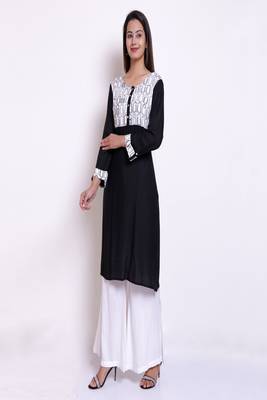 Black woven rayon kurtas-and-kurtis 5