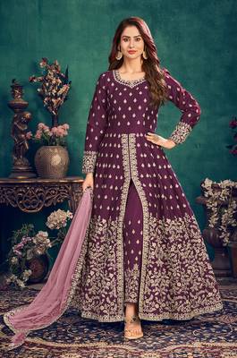 Purple embroidered art silk salwar 1