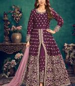 Purple embroidered art silk salwar
