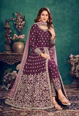 Purple embroidered art silk salwar 2